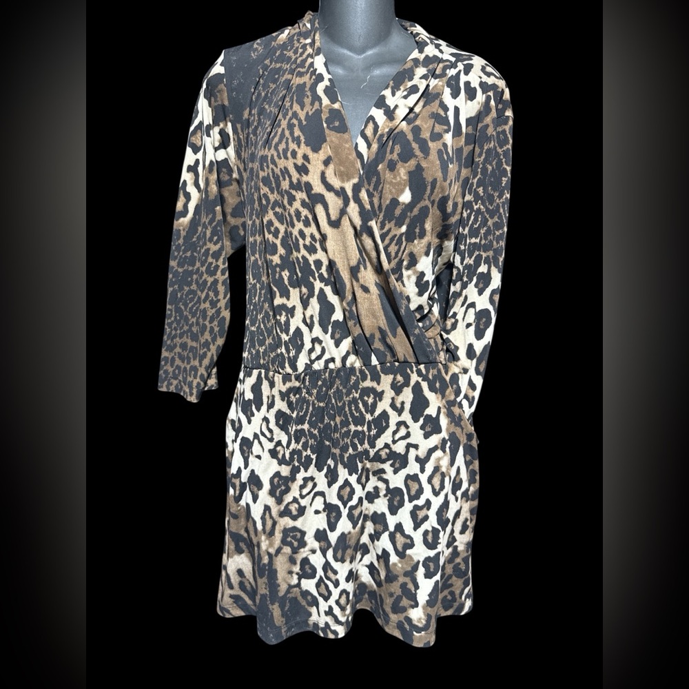 Chicos size 2 xl Leopard Print Wrap  style mini Dress